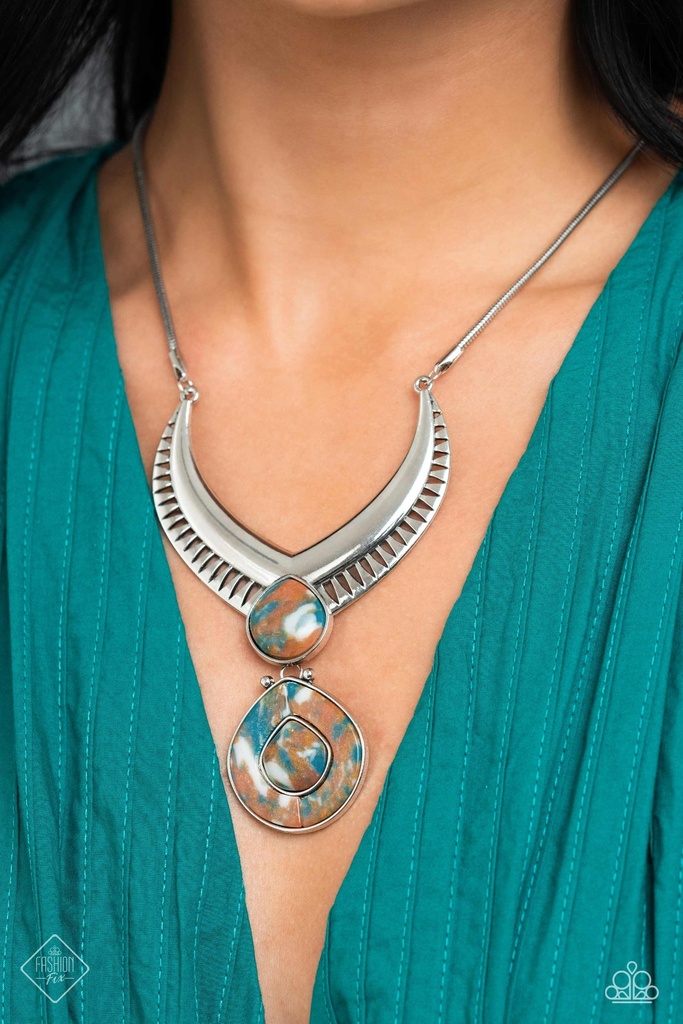 Western Jewelry Set with Multi Color Stone and Silver Frame - Fashion Fix - Clan