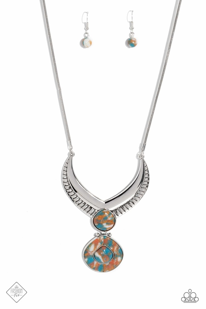 Western Jewelry Set with Multi Color Stone and Silver Frame - Fashion Fix - Clan