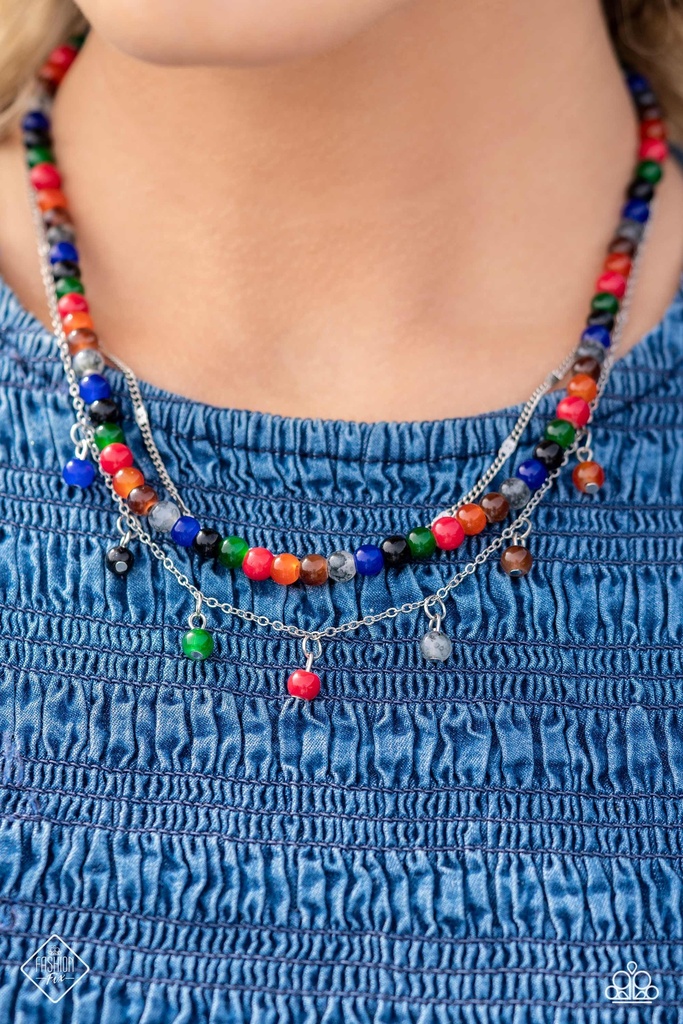 Dragonfly Earthy Stone Jewelry Set in Silver with Multi Color Beads - Fashion Fix - Need for Beads