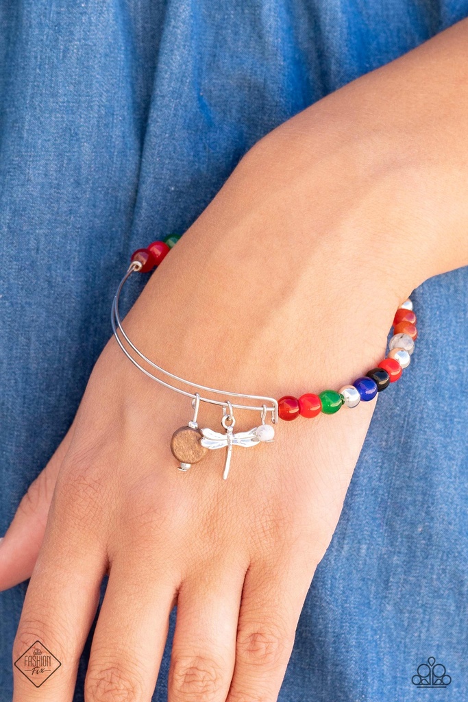Dragonfly Earthy Stone Jewelry Set in Silver with Multi Color Beads - Fashion Fix - Need for Beads