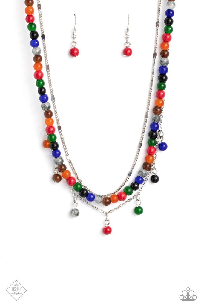 Dragonfly Earthy Stone Jewelry Set in Silver with Multi Color Beads - Fashion Fix - Need for Beads