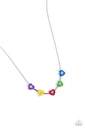 Dainty Colorful Hearts Necklace in Silver Snake Chain - ECLECTIC Heart