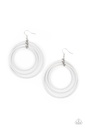 Seed Bead Earrings in White Dangle - Colorfully Circulating