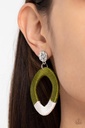 Thread Earrings in Green and White on Silver Post - That's a WRAPAROUND