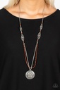 Long Necklace, Layered with Brown Beads and Silver Medallion - Garden of Grace