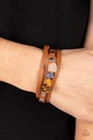 Leather Bracelet Wrap with Tiger's Eye, Citrine, Lapis Lazuli and Quartz Stones - Creek Cache