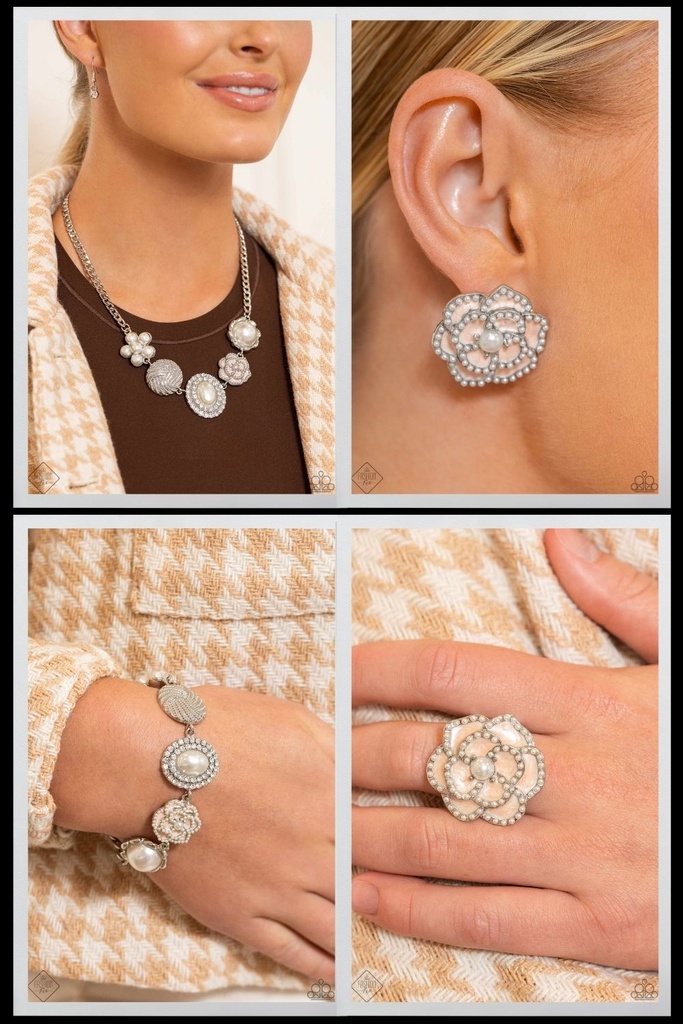 Vintage Style Jewelry Set with Pearls and Flowers - Fashion Fix Fiercely 5th Avenue - Sophisticated Charm