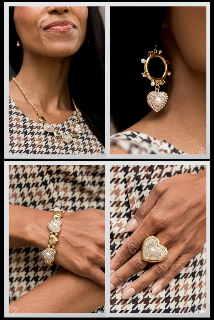 Heart Jewelry Set with Pearl and White Crystals - Fashion Fix - Antique Heritage