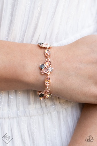[138] Rose Gold Bracelet with Crystals - Colorful Captivation
