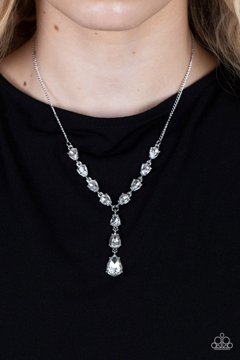 [313] Lariat Necklace Y Shape with Crystals - Park Avenue A-Lister